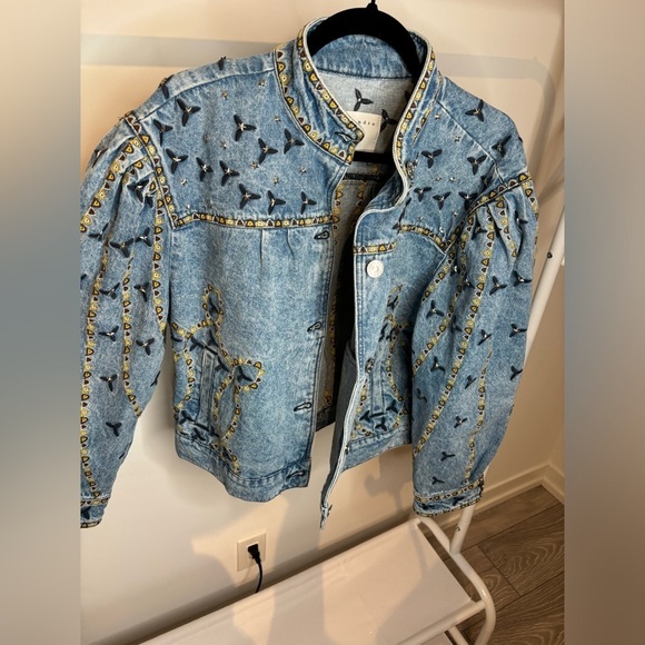 Brand new with tag AUTHENTIC women denim Sandro embroidered Jacket 40! - Picture 6 of 17